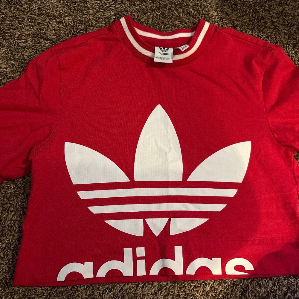 Adidas large logo crop top